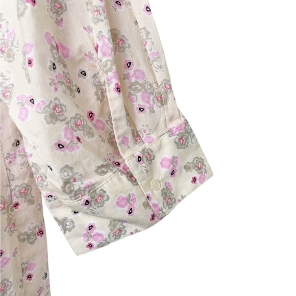 Lane Bryant Cotton Button Front Floral 3/4 Sleeves Top Pink NWT - Picture 6 of 13
